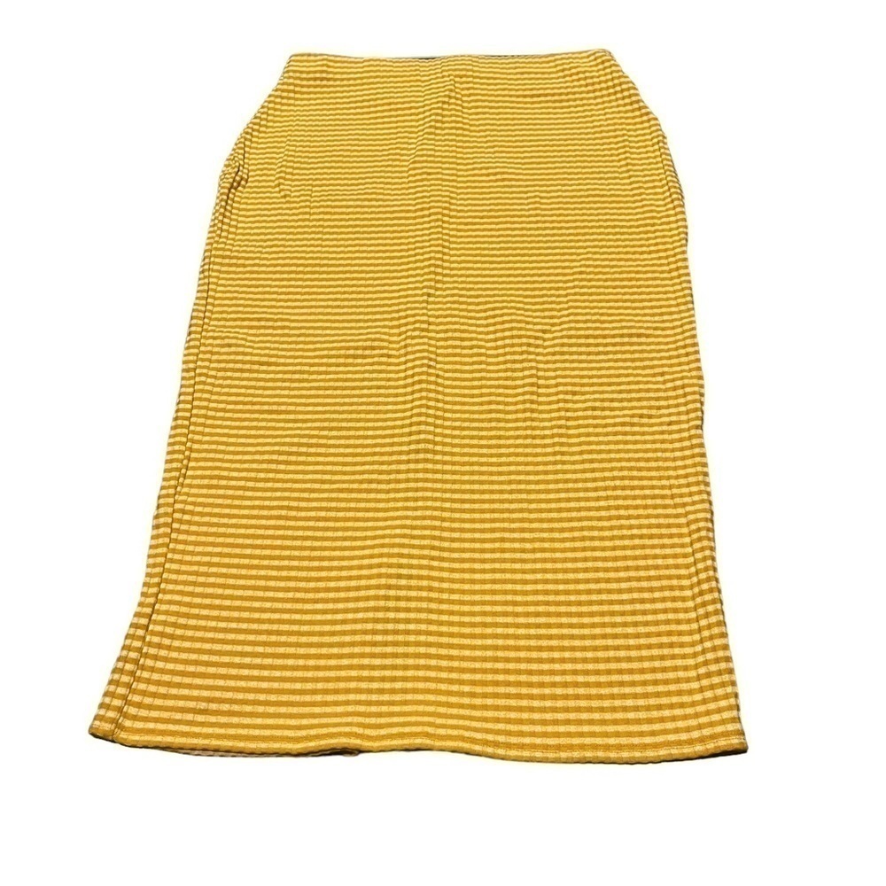 Urban Outfitters Mustard Yellow Striped Knit Midi Skirt
